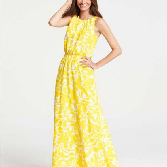 Ann Taylor Yellow/White Gorgeous Summer Maxi Dress 6 - Picture 1 of 5